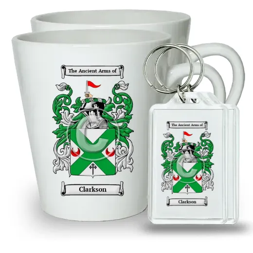 Clarkson Pair of Latte Mugs and Pair of Keychains