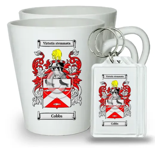 Cobbs Pair of Latte Mugs and Pair of Keychains