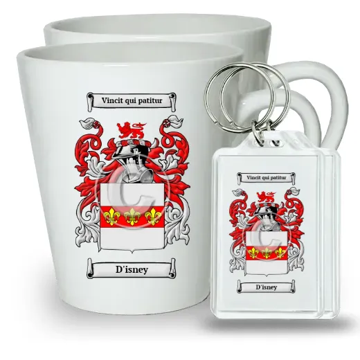 D'isney Pair of Latte Mugs and Pair of Keychains