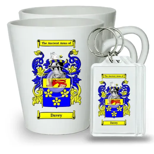 Davey Pair of Latte Mugs and Pair of Keychains