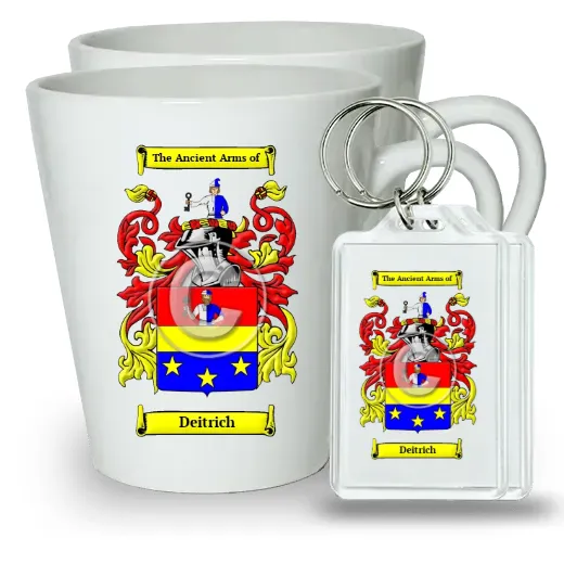 Deitrich Pair of Latte Mugs and Pair of Keychains