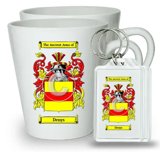 Denys Pair of Latte Mugs and Pair of Keychains