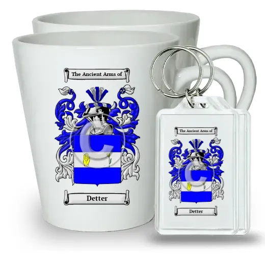 Detter Pair of Latte Mugs and Pair of Keychains