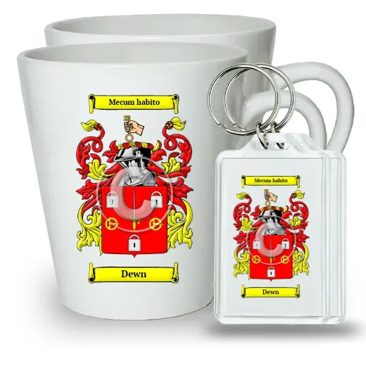 Dewn Pair of Latte Mugs and Pair of Keychains
