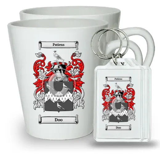 Doo Pair of Latte Mugs and Pair of Keychains