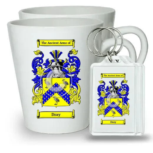 Dray Pair of Latte Mugs and Pair of Keychains