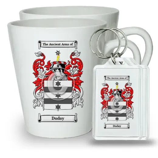 Duday Pair of Latte Mugs and Pair of Keychains