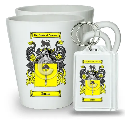 Earne Pair of Latte Mugs and Pair of Keychains