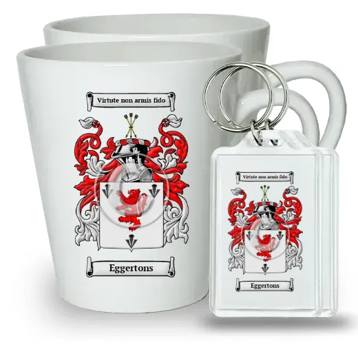 Eggertons Pair of Latte Mugs and Pair of Keychains