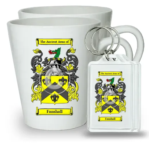 Fanshall Pair of Latte Mugs and Pair of Keychains