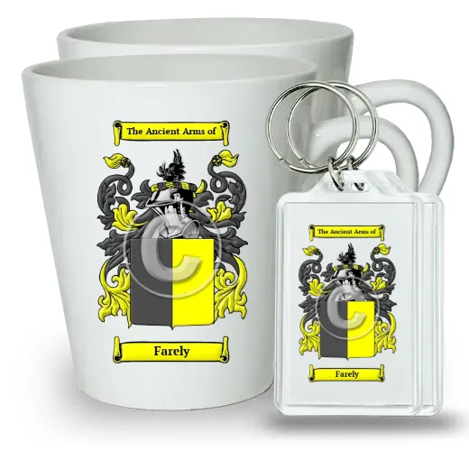 Farely Pair of Latte Mugs and Pair of Keychains