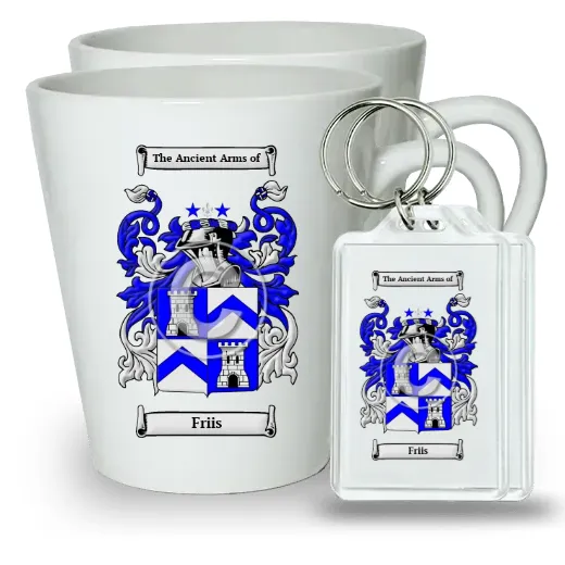 Friis Pair of Latte Mugs and Pair of Keychains