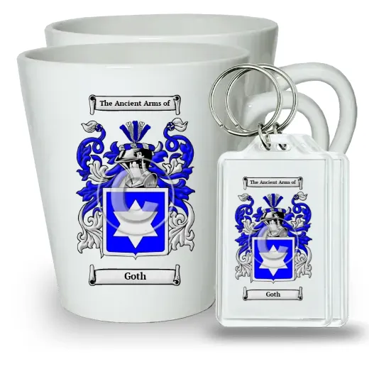 Goth Pair of Latte Mugs and Pair of Keychains
