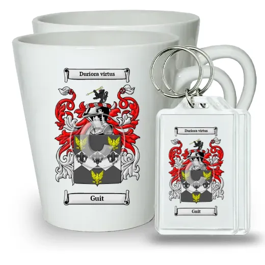 Guit Pair of Latte Mugs and Pair of Keychains