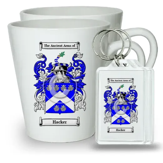 Hacker Pair of Latte Mugs and Pair of Keychains