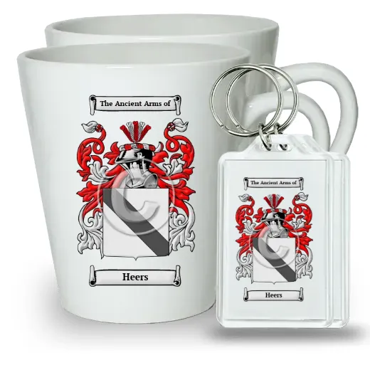 Heers Pair of Latte Mugs and Pair of Keychains