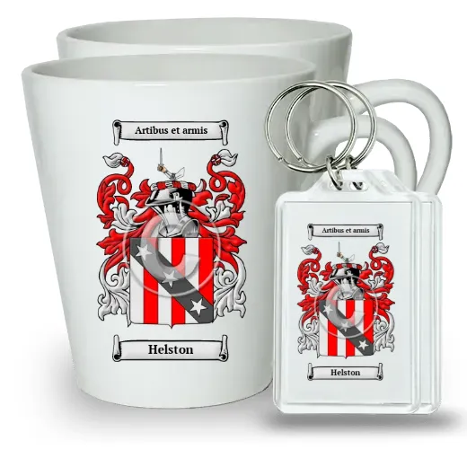 Helston Pair of Latte Mugs and Pair of Keychains