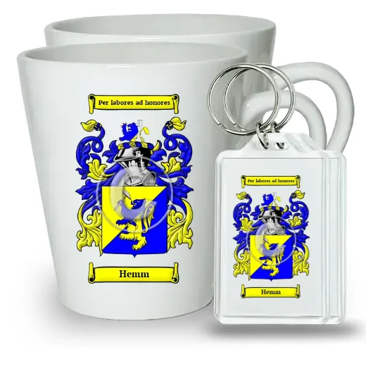 Hemm Pair of Latte Mugs and Pair of Keychains