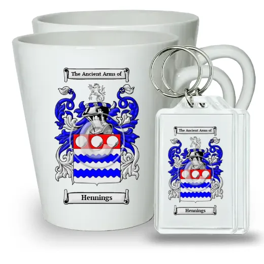Hennings Pair of Latte Mugs and Pair of Keychains