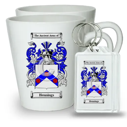 Hennings Pair of Latte Mugs and Pair of Keychains