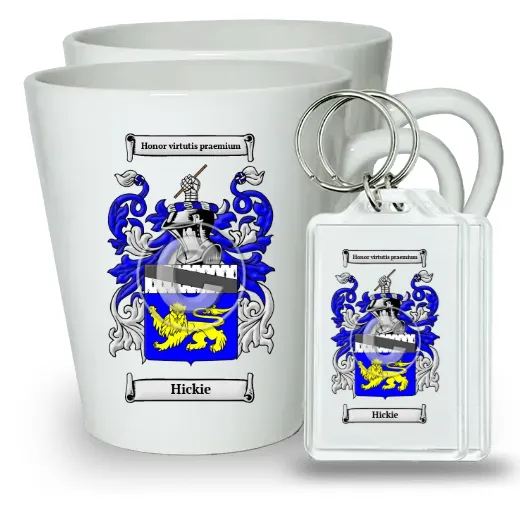 Hickie Pair of Latte Mugs and Pair of Keychains