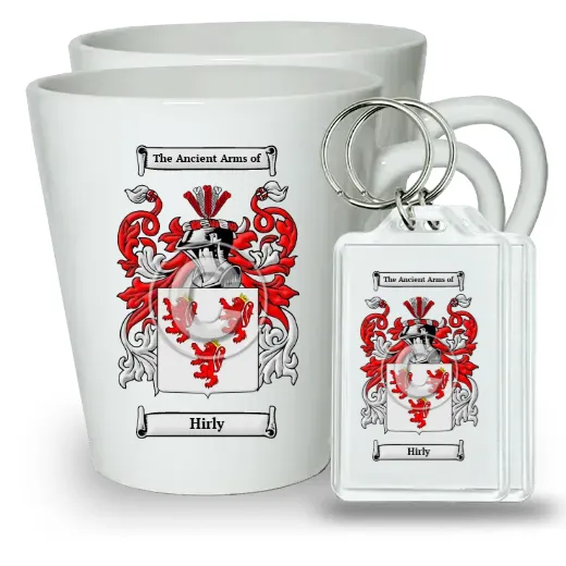 Hirly Pair of Latte Mugs and Pair of Keychains