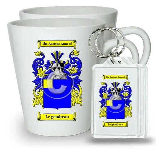 Le gendreau Pair of Latte Mugs and Pair of Keychains