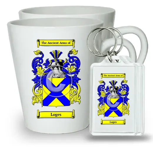 Loges Pair of Latte Mugs and Pair of Keychains