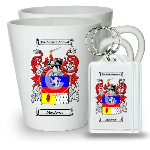 MacAvoy Pair of Latte Mugs and Pair of Keychains
