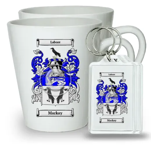 Markay Pair of Latte Mugs and Pair of Keychains
