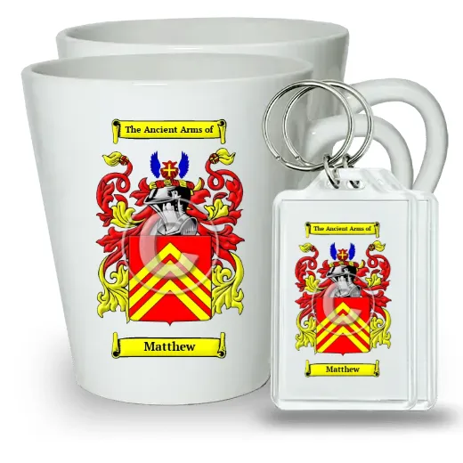 Matthew Pair of Latte Mugs and Pair of Keychains