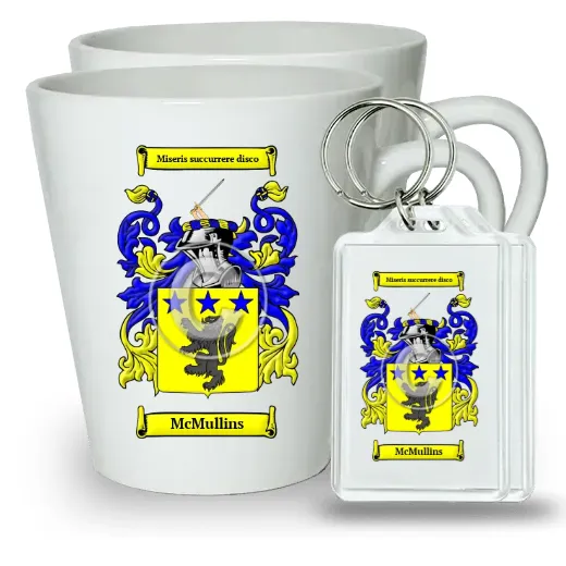 McMullins Pair of Latte Mugs and Pair of Keychains