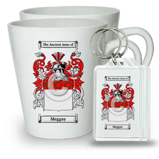 Meggay Pair of Latte Mugs and Pair of Keychains