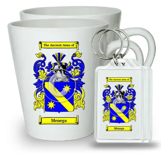 Menega Pair of Latte Mugs and Pair of Keychains