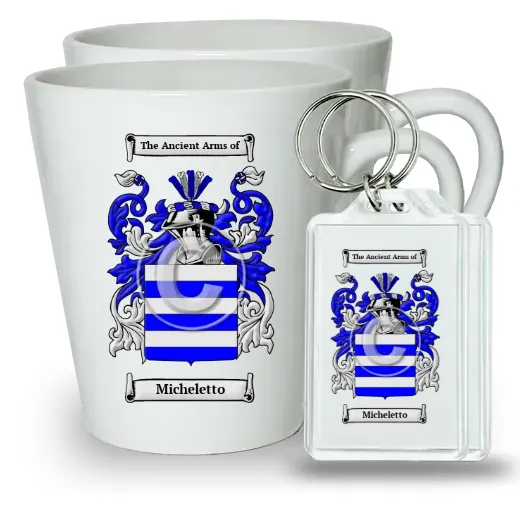Micheletto Pair of Latte Mugs and Pair of Keychains