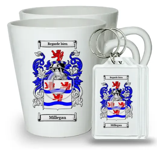 Millegan Pair of Latte Mugs and Pair of Keychains
