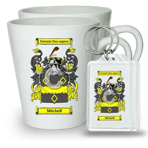 Mitchell Pair of Latte Mugs and Pair of Keychains