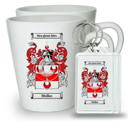 Mullas Pair of Latte Mugs and Pair of Keychains