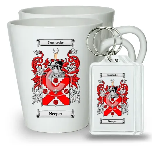 Neeper Pair of Latte Mugs and Pair of Keychains
