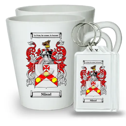 Niland Pair of Latte Mugs and Pair of Keychains