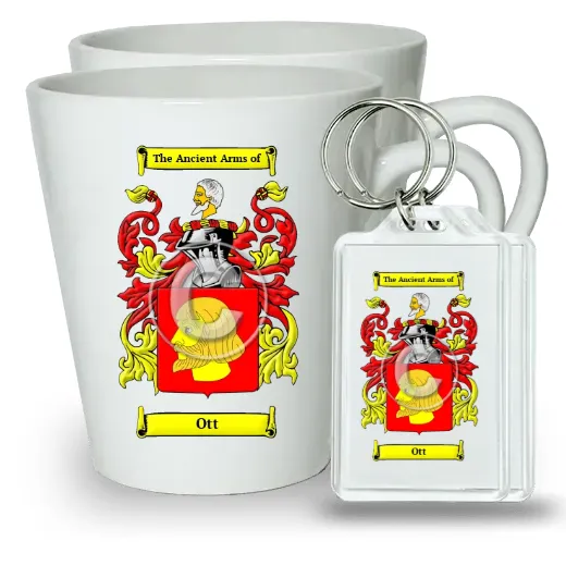 Ott Pair of Latte Mugs and Pair of Keychains