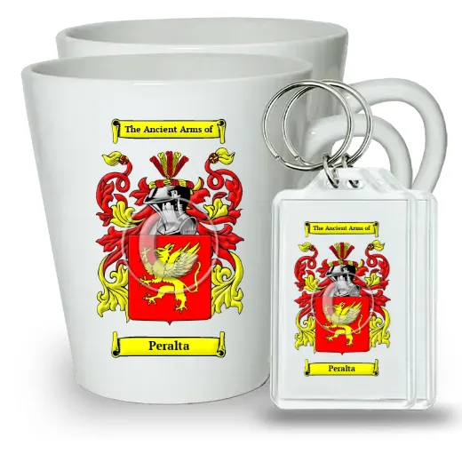 Peralta Pair of Latte Mugs and Pair of Keychains