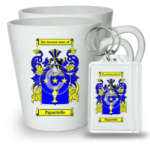 Pignatiello Pair of Latte Mugs and Pair of Keychains