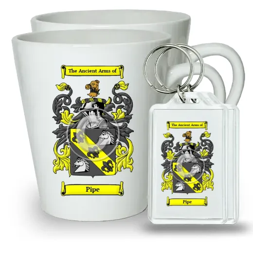 Pipe Pair of Latte Mugs and Pair of Keychains
