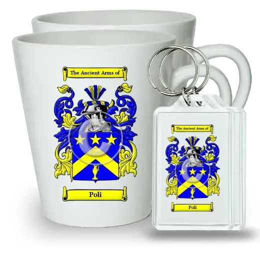 Poli Pair of Latte Mugs and Pair of Keychains