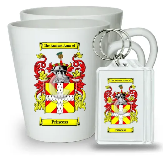 Princess Pair of Latte Mugs and Pair of Keychains