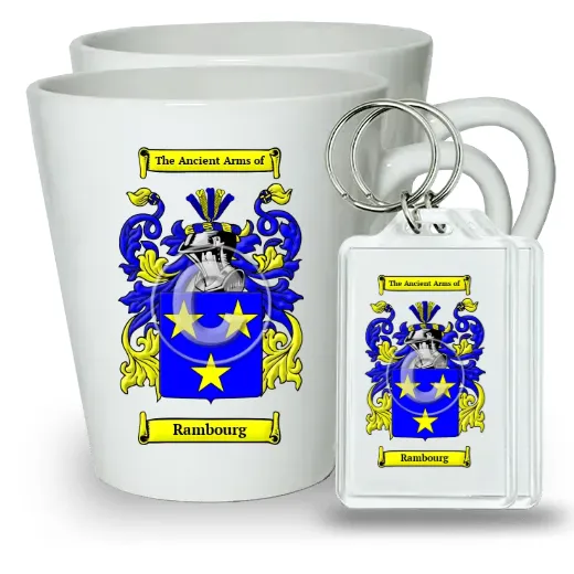 Rambourg Pair of Latte Mugs and Pair of Keychains