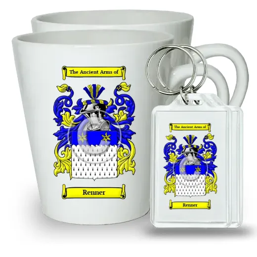 Renner Pair of Latte Mugs and Pair of Keychains