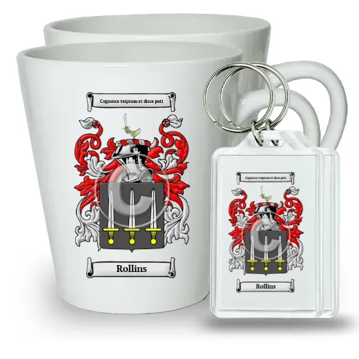 Rollins Pair of Latte Mugs and Pair of Keychains
