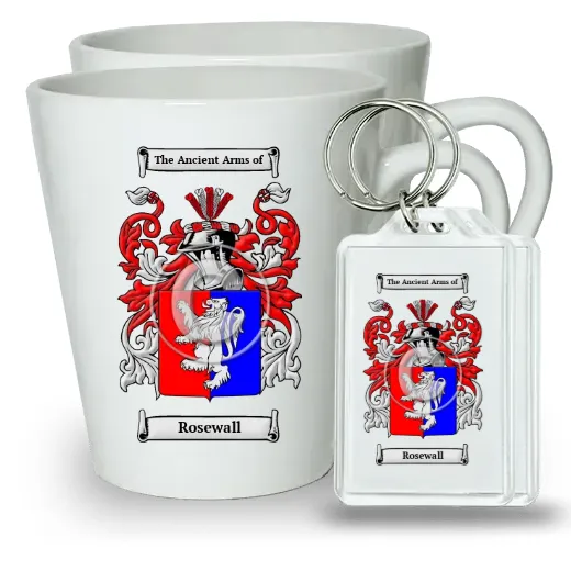 Rosewall Pair of Latte Mugs and Pair of Keychains
